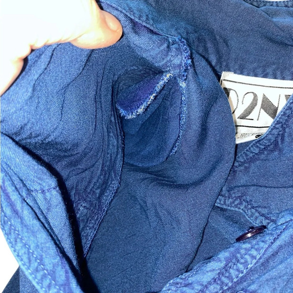 vintage 90s blue patchwork shirt jacket shacket boho western Fall whimsigoth - Picture 8 of 8